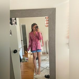 Pink satin blazer